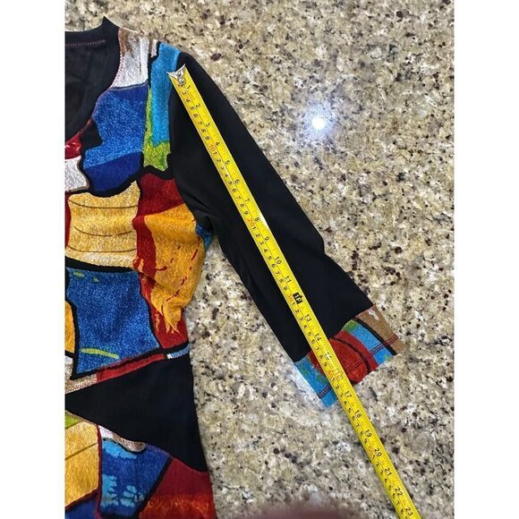 Lior Paris Size Large Tunic 3/4 Mesh Sleeve Asymmetric Patchwork Artsy Top - Picture 13 of 16